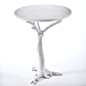 White Faux Bois Side Table