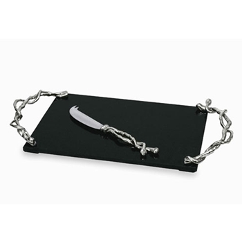 Wysteria Black Cheese Tray with Knife