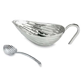 Hosta Nickel Gravy Boat with Ladle