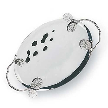 Botanical Leaf Nickel Oval Tray