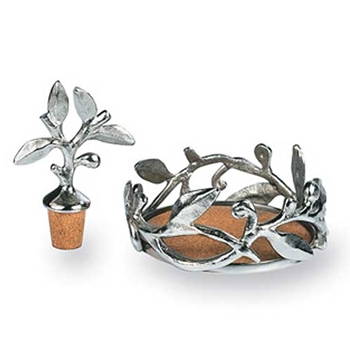 Grape Vine Nickel Coaster Set