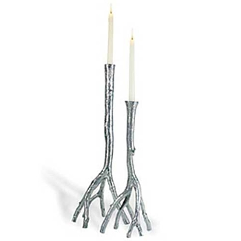 Enchanted Forest Nickel Candle Holder (Pair)