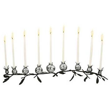 Pomegranate Nickel Menora Candle Holder