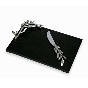 Olive Black Cheese Tray with Knife