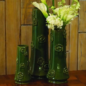 Emerald Deco Rose Vase
