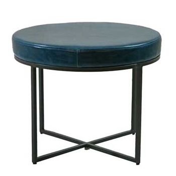 Arcadia Turquoise Leather Ottoman