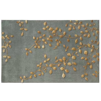 Golden Leaves Grey Rug