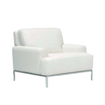 Mercedes White Leather Arm Chair