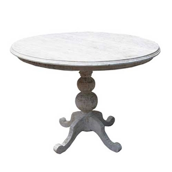 Vigo Whitewash Solid Mahogany Pedestal Table