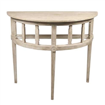 Demilune White Wash Side Table