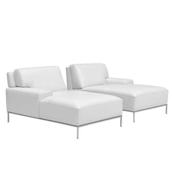 Mercedes White Leather Chaise
