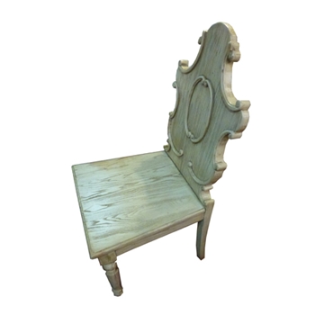 Carved White Washed Chair