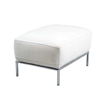 Mercedes White Leather Ottoman