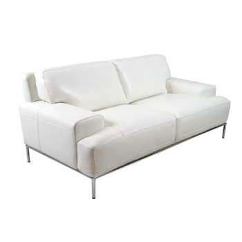 Mercedes White Leather Love Seat