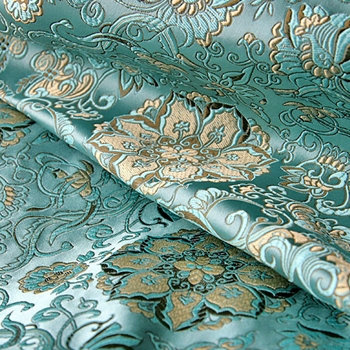 Aqua Silk Brocade Filigree