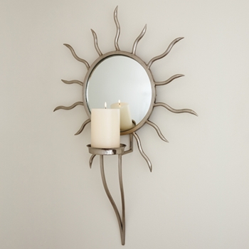 Pewter Sconce Sun Mirror