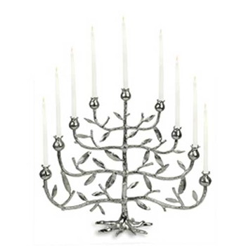 Pomegranate Nickel Menorah Candle Holder