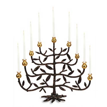 Pomegranate Patina Menorah Candle Holder