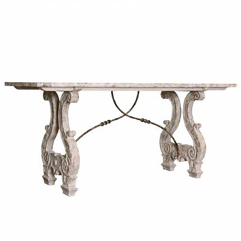 Lyre Base White Washed Table