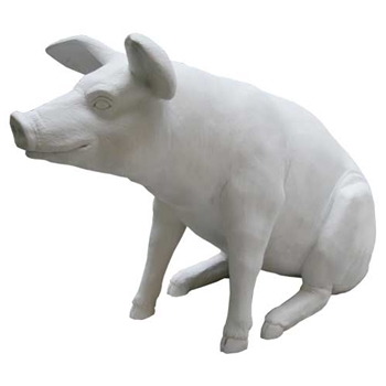 Life Size White Resin Pig
