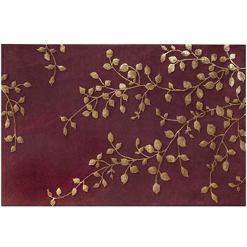 Golden Leaves Red Rug