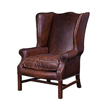 CCAR Hawthorn Biker Brown Leather Wing Chair