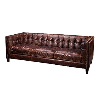 CCAR Abbot Biker Tan Leather Sofa