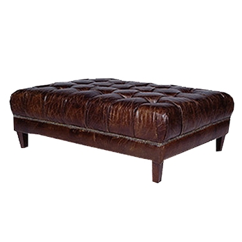 CCAR Abbot Biker Tan Leather Ottoman