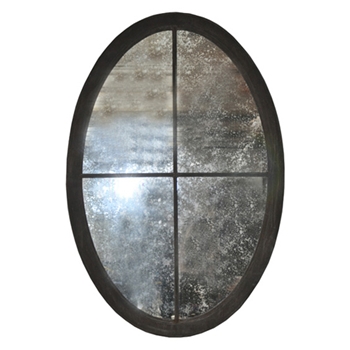 Oval Weathered Black Mirror