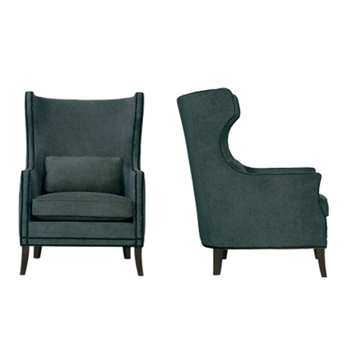 Kingston Gunmetal Leather Wing Back Chair