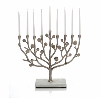 Botanical Nickel Menorah Candle Holder