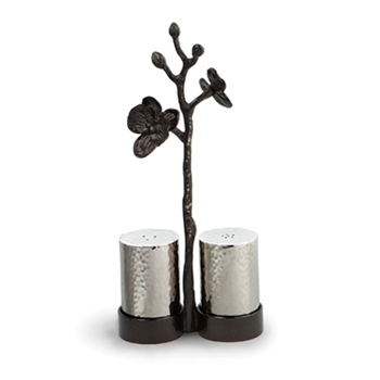 Black Orchid Nickel Salt & Pepper Stand