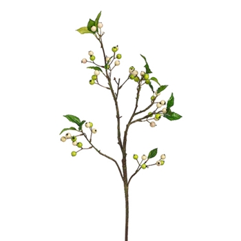 Cream Berry Green Branch 32in