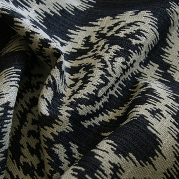 Black & Cream Jacquard Ikat Damask