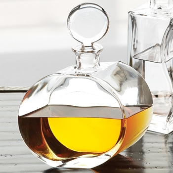 Clear Round Offset Decanter