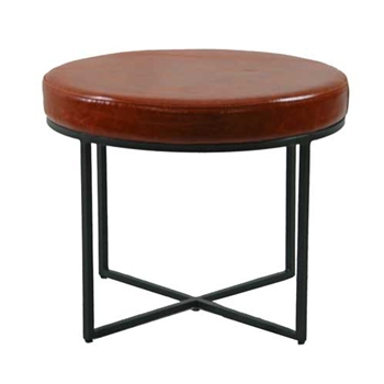 Arcadia Orange Leather Ottoman