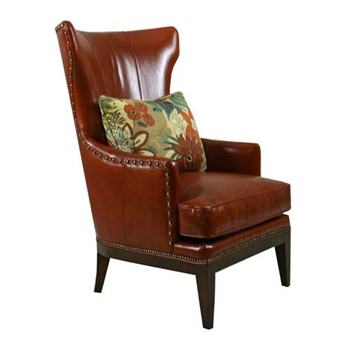 Castillo Orange Leather Wing Back Chair