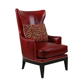 Castillo Red Leather Wing Back Chair
