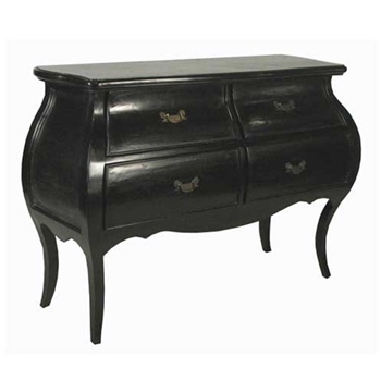 French Black Solid Mahogany Buffet Chest