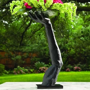 Bronze Reaching Arm Figure (w/ bowl)