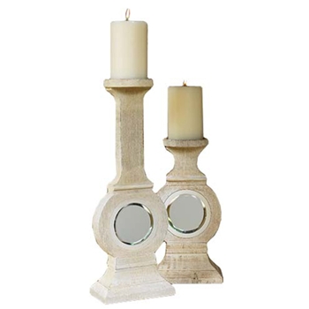 Banjo White Wash Candleholders