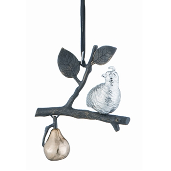 Holiday Partridge & Pear Ornament