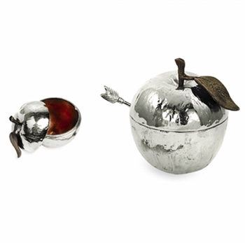 Apple Nickel Honey Pot w/ Spoon
