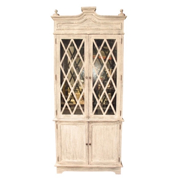 Bali White Wash Curio Hutch