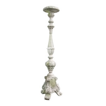 Candle Holder Kimple 8W/38H White Moss