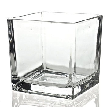 Vase - Glass Cube Clear 6X6in