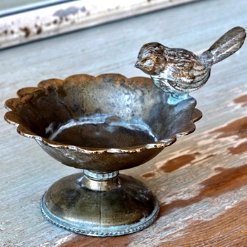 Votive Bowl - Birdbath Vintage Brass 5W/3H