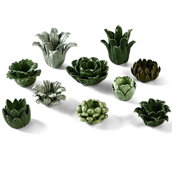 Tealight Cup Green Succulents Asst 3-6in Sold Individually