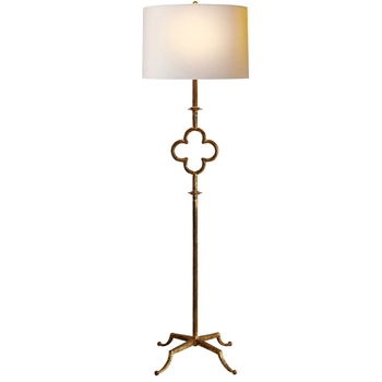 Lamp - Floor - Quatrefoil Gilded Iron - Linen Shade 20W/68H - Suzanne Kasler for Visual Comfort