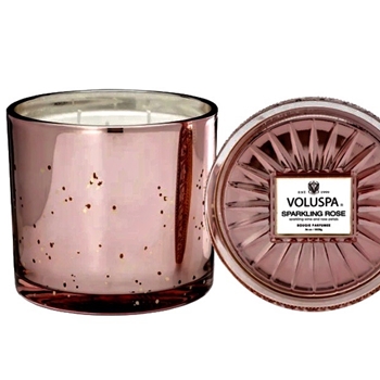 Voluspa - Vermeil Sparkling Rose Grand 3 wick Candle 36OZ 100HR